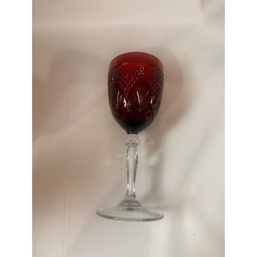 Cristal DArques Durand Antique Ruby‎ Red Water Wine Goblets Retired Set of 4 8in - Picture 14 of 16